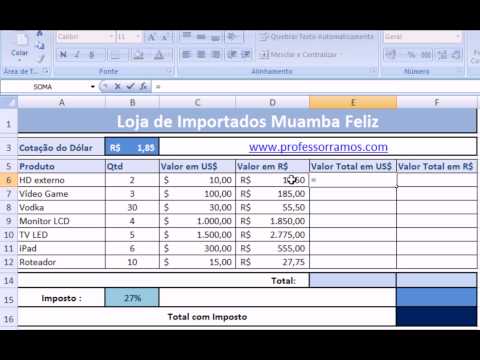 Leia mais sobre o artigo Excel 2007 Básico – Formulas  e Cópia Absoluta – www.professorramos.com