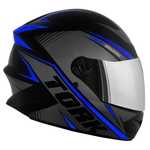 Leia mais sobre o artigo Capacete Fechado Pro Tork R8 Cinza/Azul Viseira Espelhada